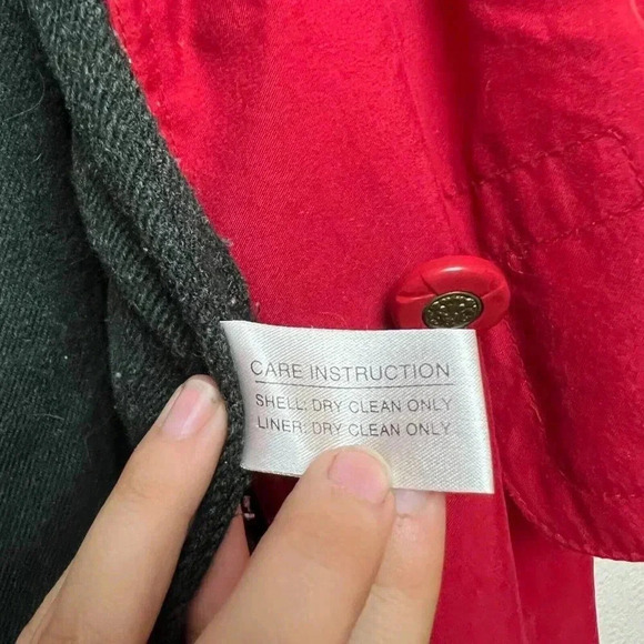 Gallery Petites Red Wool Blend Removeable Liner Trench Coat Sz L Classic Winter - Picture 9 of 12